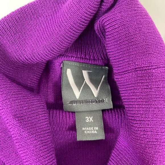 Worthington Womens Ribbed Purple Turtle Neck Knit Lightweight Sweater Size 3X - Picture 3 of 4